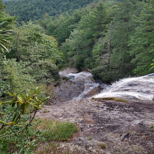 a mountain waterfall